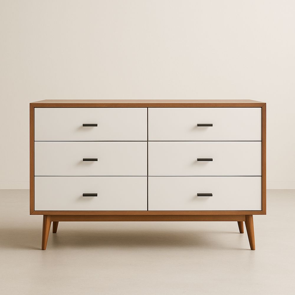 Kommode med seks skuffer i MDF og egetræsfinér-decovivapt