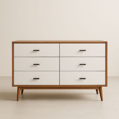 Kommode med seks skuffer i MDF og egetræsfinér-decovivapt