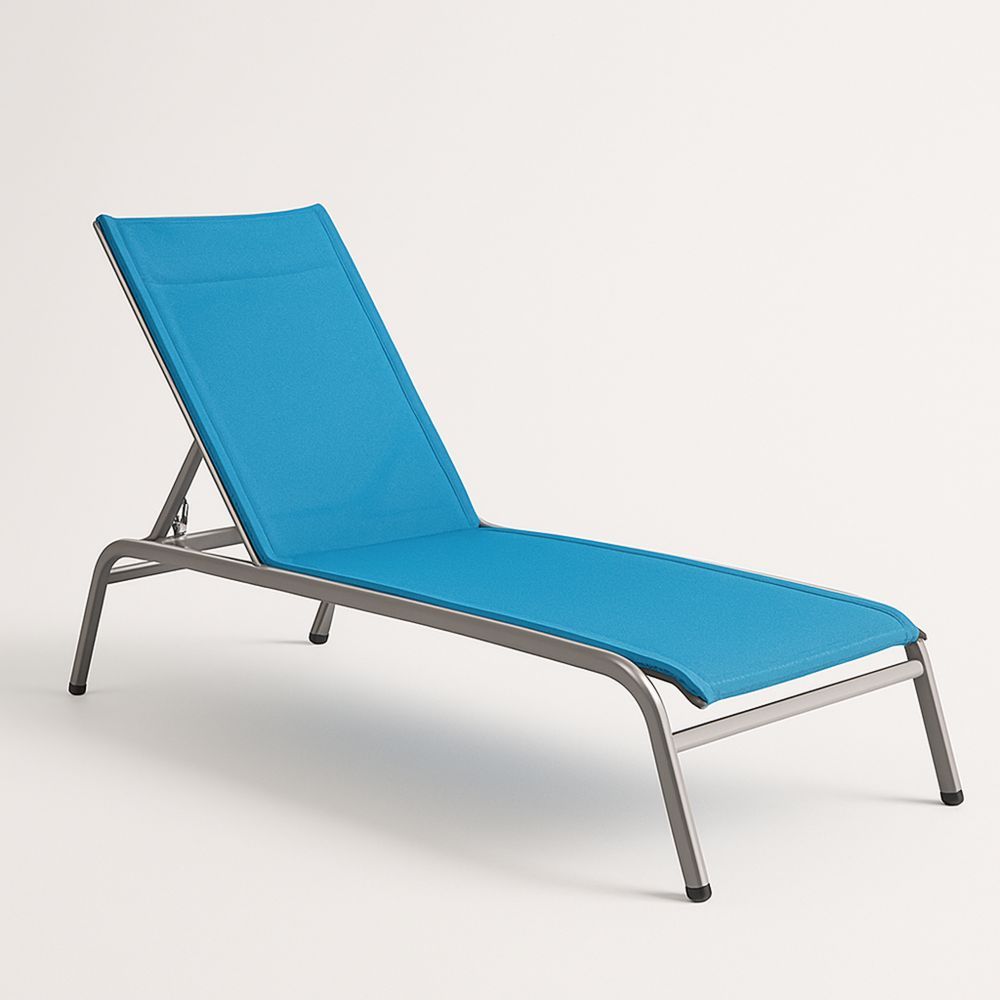 Liggestol i metal og stof, blå, justerbar, 200x65 cm-decovivapt