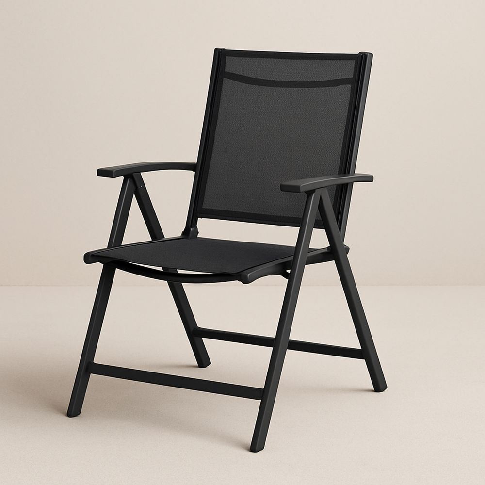 Foldestol i sort aluminium og tekstil-decovivapt