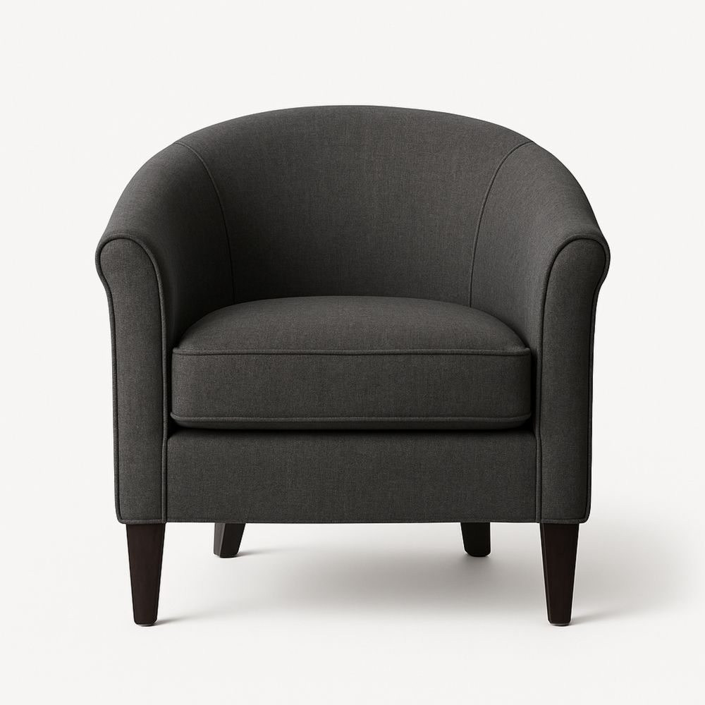 Lænestol i Grå Polyester med Buet Ryg og Mørke Træben-decovivapt