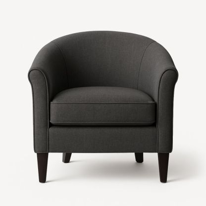 Lænestol i Grå Polyester med Buet Ryg og Mørke Træben-decovivapt