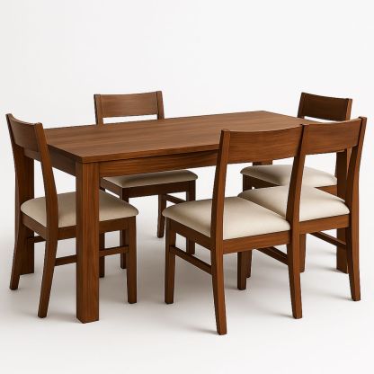 Spisebordssæt i massivt træ med 6 stole brun 150cm x 90cm-decovivapt