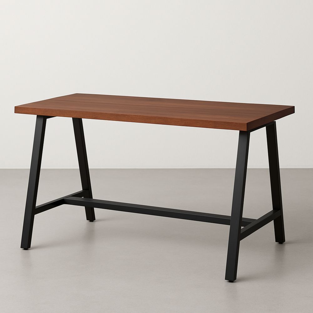Rektangulært skrivebord i træfinér og metal 120x60x75 cm-decovivapt