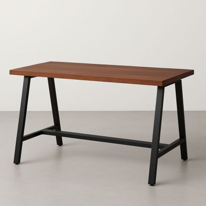 Rektangulært skrivebord i træfinér og metal 120x60x75 cm-decovivapt