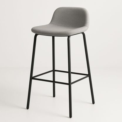 Grå barstol i stof med sort metalben-decovivapt