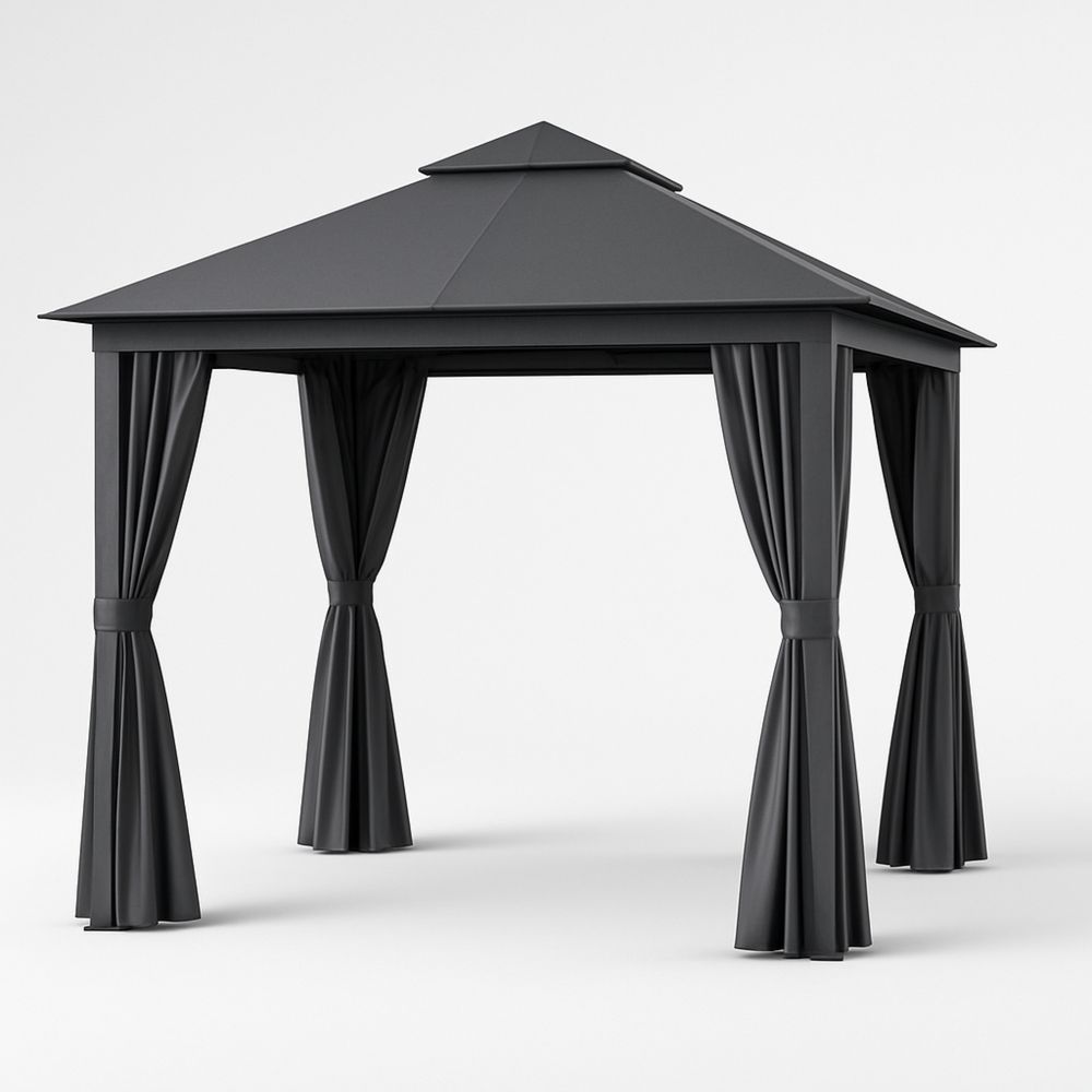 Pavillon med stålramme og polyesterstof, grå, 300x300x250 cm-decovivapt