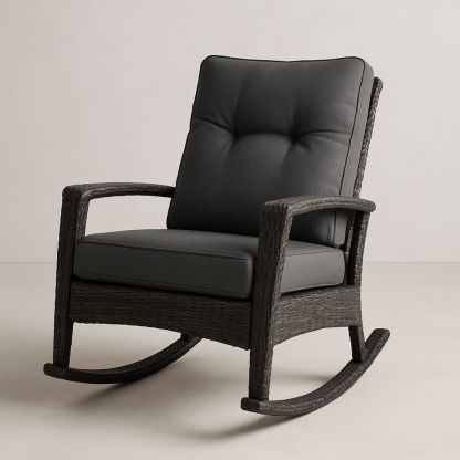 Gyngestol i grå med flet og hynder-decovivapt