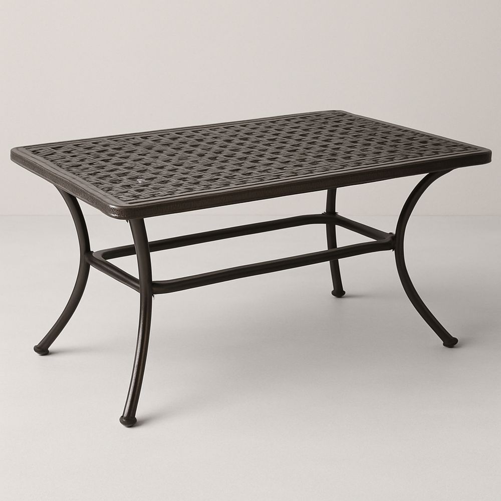 Rektangulært havebord i bronzefarvet aluminium med flettet mønster-decovivapt
