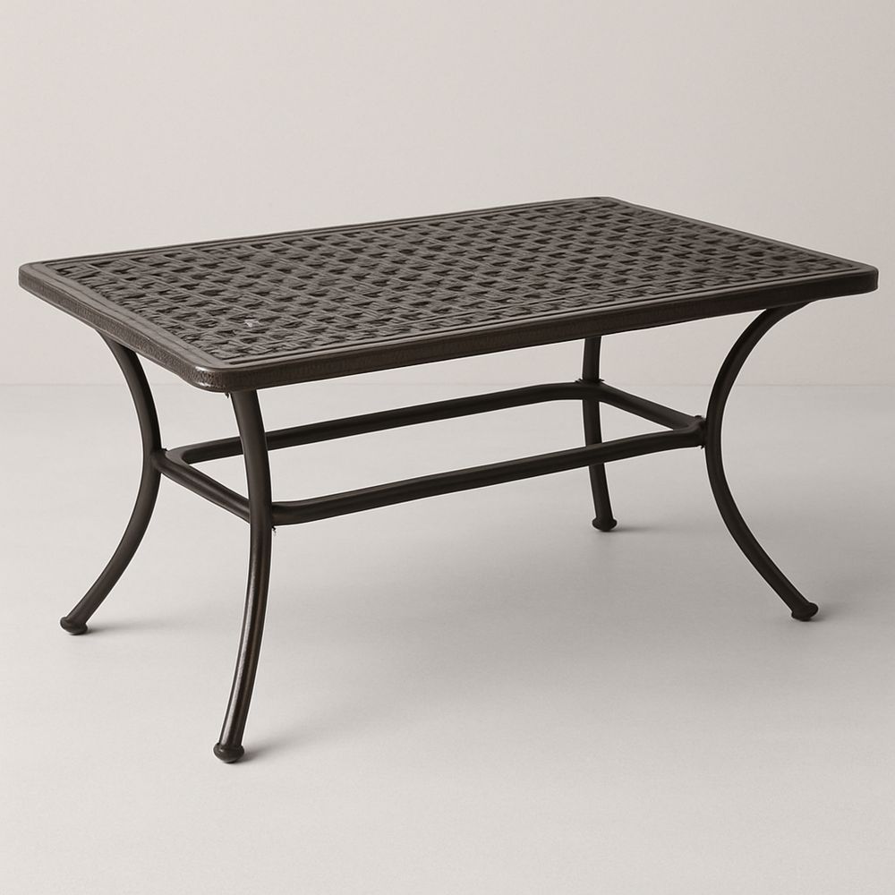 Rektangulært havebord i bronzefarvet aluminium med flettet mønster-decovivapt