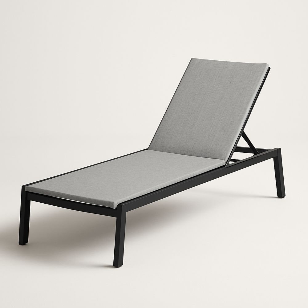 Udendørs chaiselong med justerbar ryglæn aluminium og polyester grå 200 cm-decovivapt