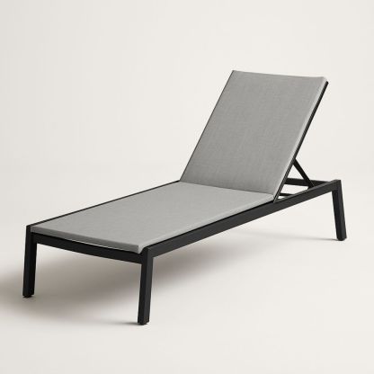 Udendørs chaiselong med justerbar ryglæn aluminium og polyester grå 200 cm-decovivapt