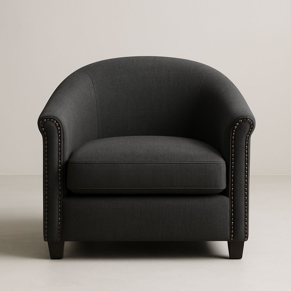 Sort Lænestol i Polyester med Nitter 95x85x75 cm-decovivapt