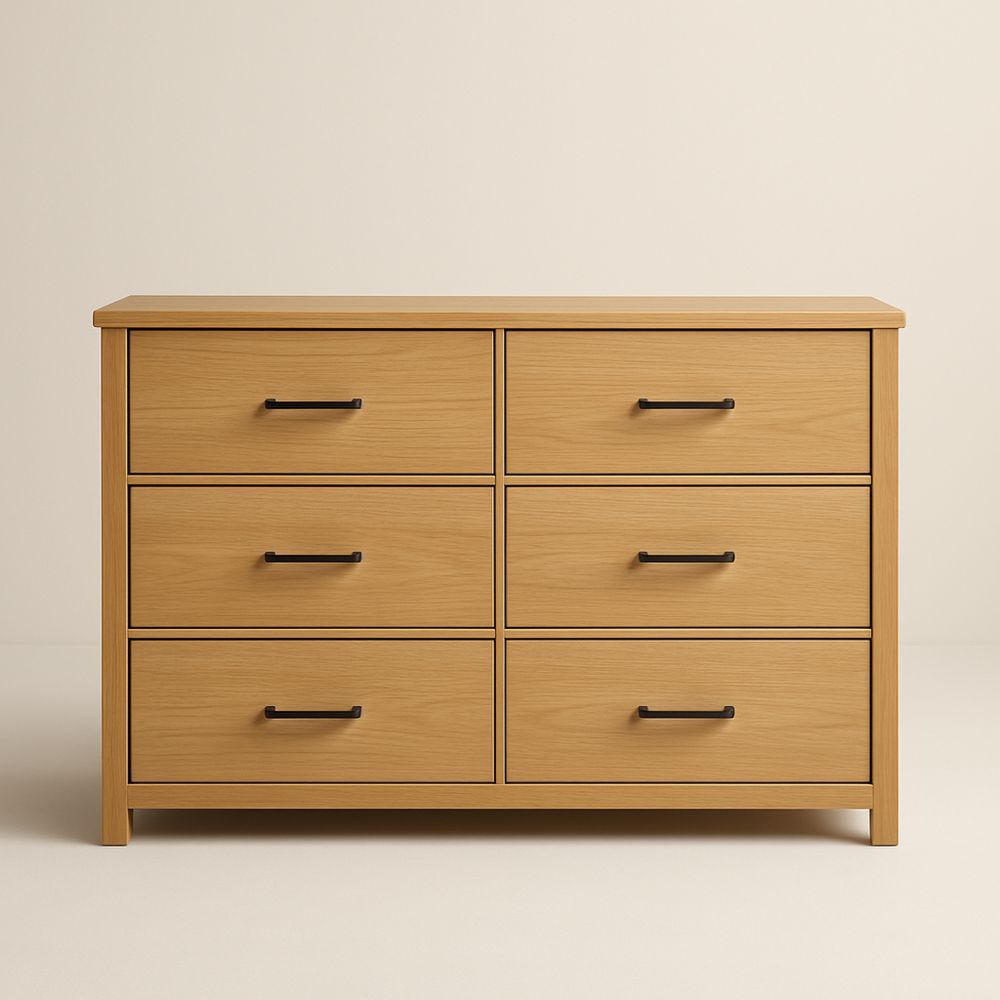 Kommode med 6 skuffer i træ-decovivapt