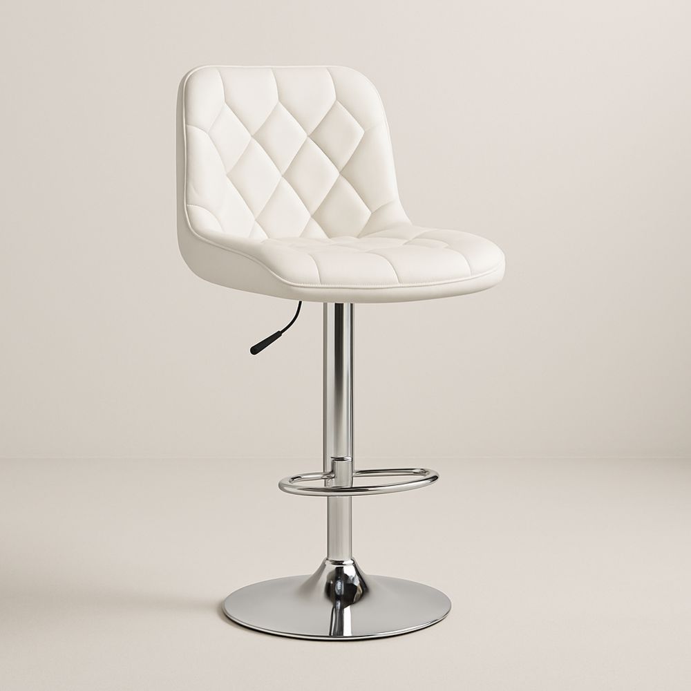 Hvid barstol i PU-læder og krom-decovivapt