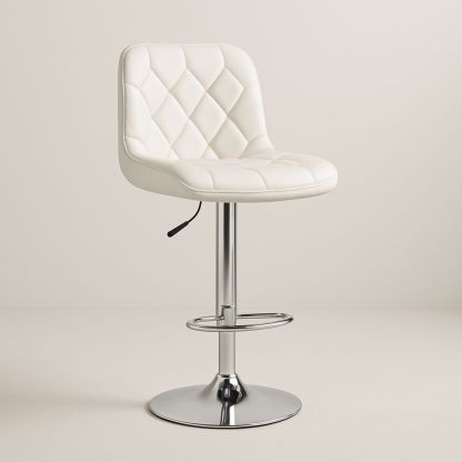 Hvid barstol i PU-læder og krom-decovivapt