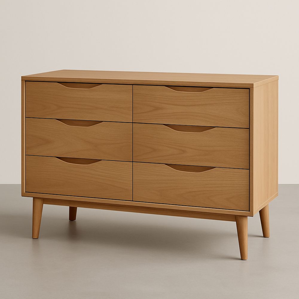Kommode med 6 Skuffer i Træ 120cm x 40cm x 80cm-decovivapt