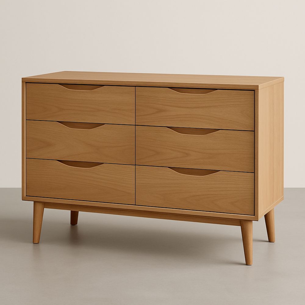 Kommode med 6 Skuffer i Træ 120cm x 40cm x 80cm-decovivapt