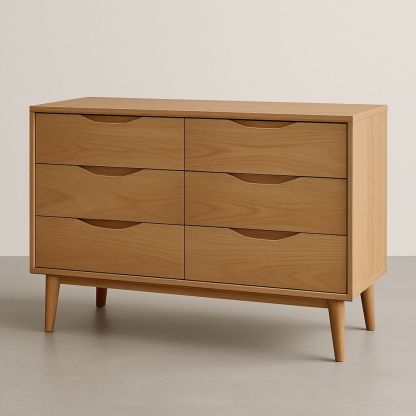 Kommode med 6 Skuffer i Træ 120cm x 40cm x 80cm-decovivapt