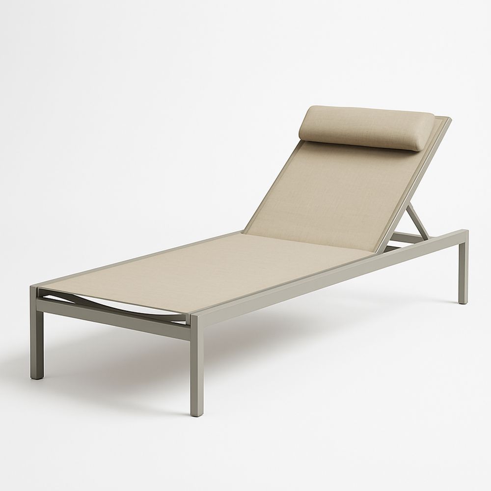 Udendørs liggestol i aluminium med beige stof-decovivapt