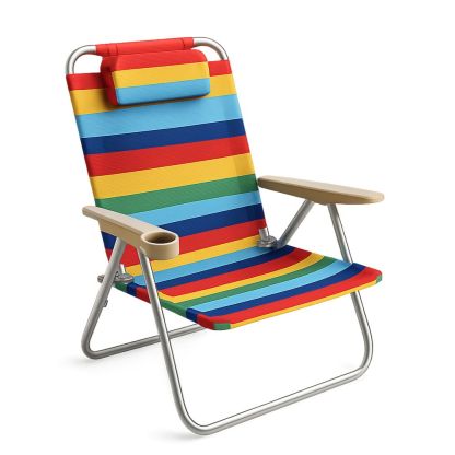Udendørs foldestol med regnbuestriber og armlæn-decovivapt