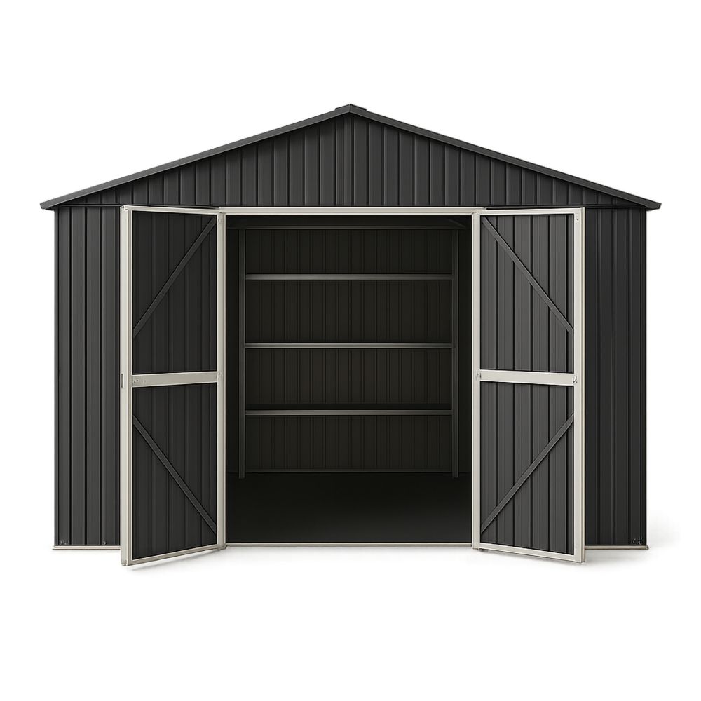 Udendørs metalskur sort 257x205x178 cm-decovivapt