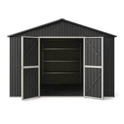 Udendørs metalskur sort 257x205x178 cm-decovivapt