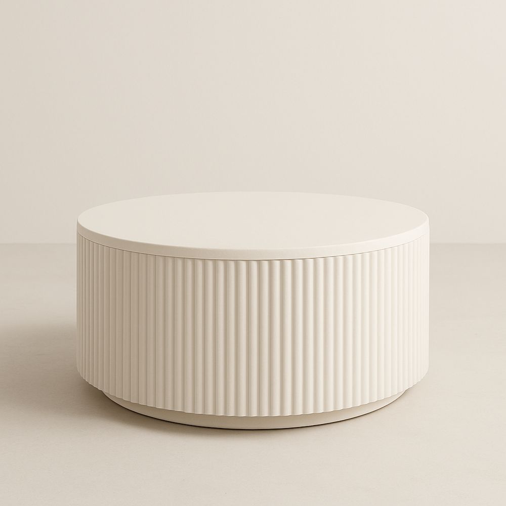 Rundt sofabord i hvid MDF Ø90 cm-decovivapt