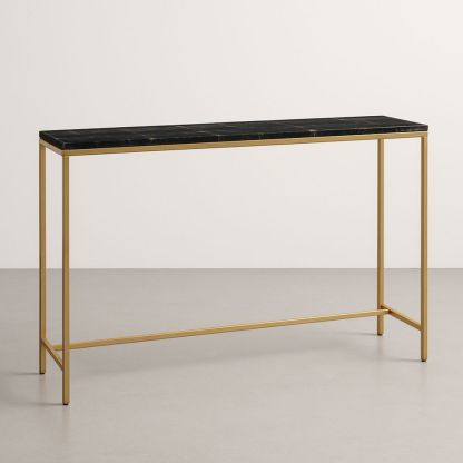 Konsolbord marmor sort overflade stålramme 125 cm-decovivapt