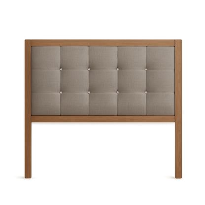 Polstret sengegavl i egetræ og polyester, beige, 140x110cm-decovivapt
