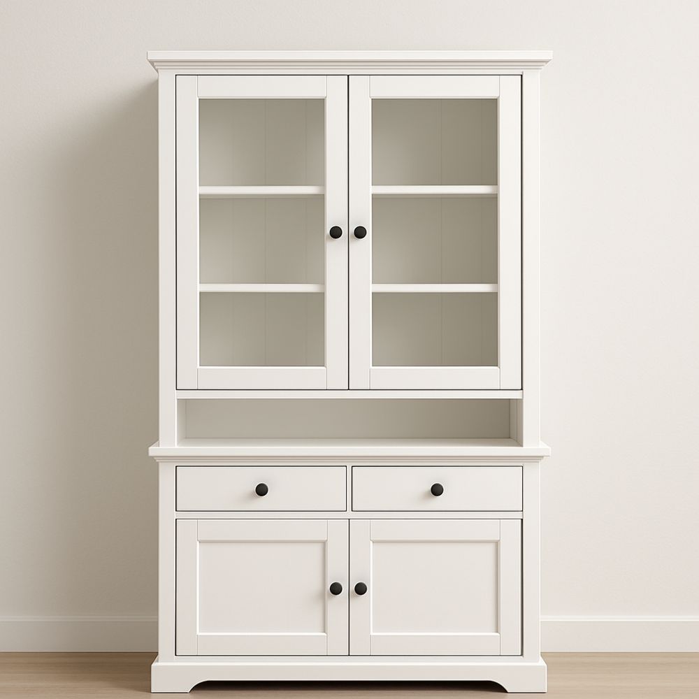 Hvid vitrineskab med MDF og tempereret glas 120x40x200 cm-decovivapt