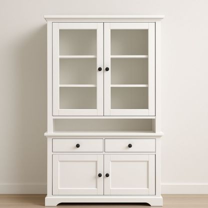 Hvid vitrineskab med MDF og tempereret glas 120x40x200 cm-decovivapt