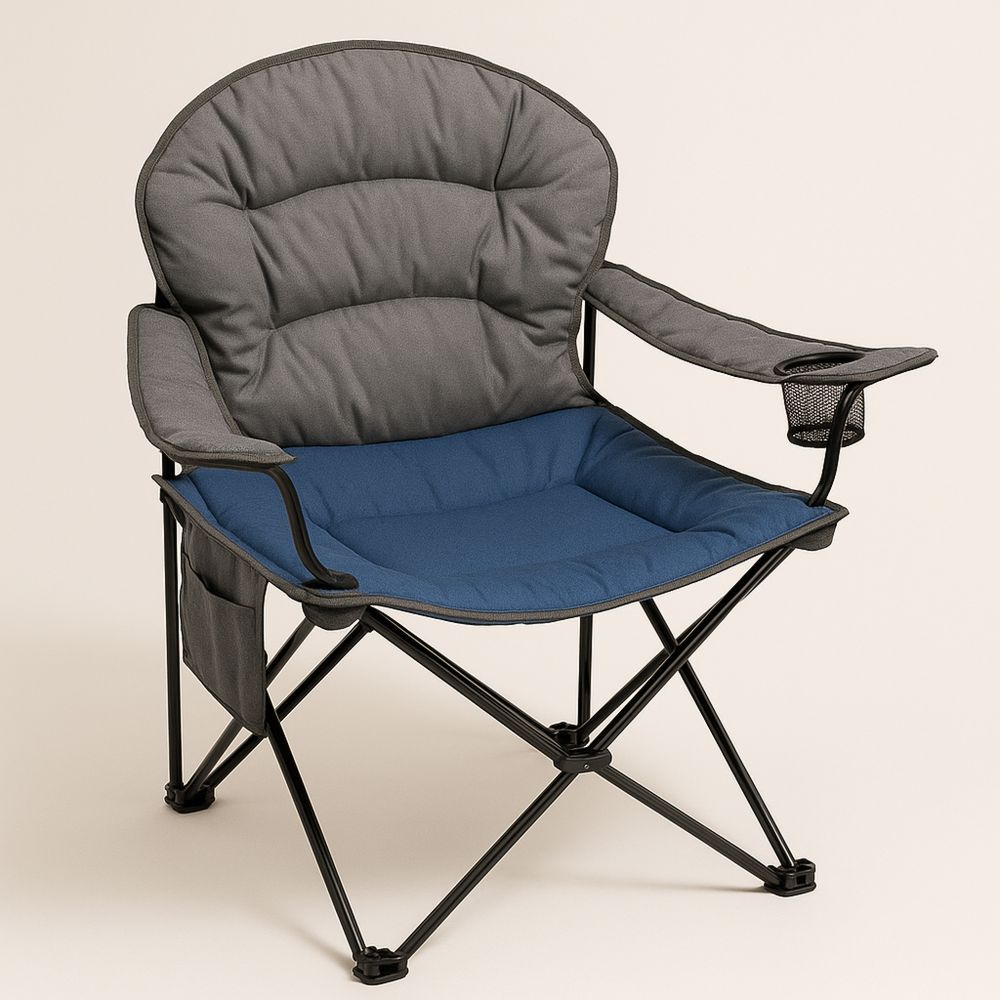 Foldestol med Polstrede Armlæn i Grå/Blå med Stålramme-decovivapt