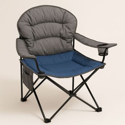 Foldestol med Polstrede Armlæn i Grå/Blå med Stålramme-decovivapt