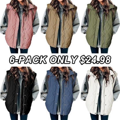 🎄 New Arrivals🔥-Fashionable Lightweight Puffer Vest for Women Oversized Stand Collar Outerwear 2025