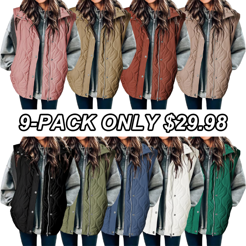 🎄 New Arrivals🔥-Fashionable Lightweight Puffer Vest for Women Oversized Stand Collar Outerwear 2025