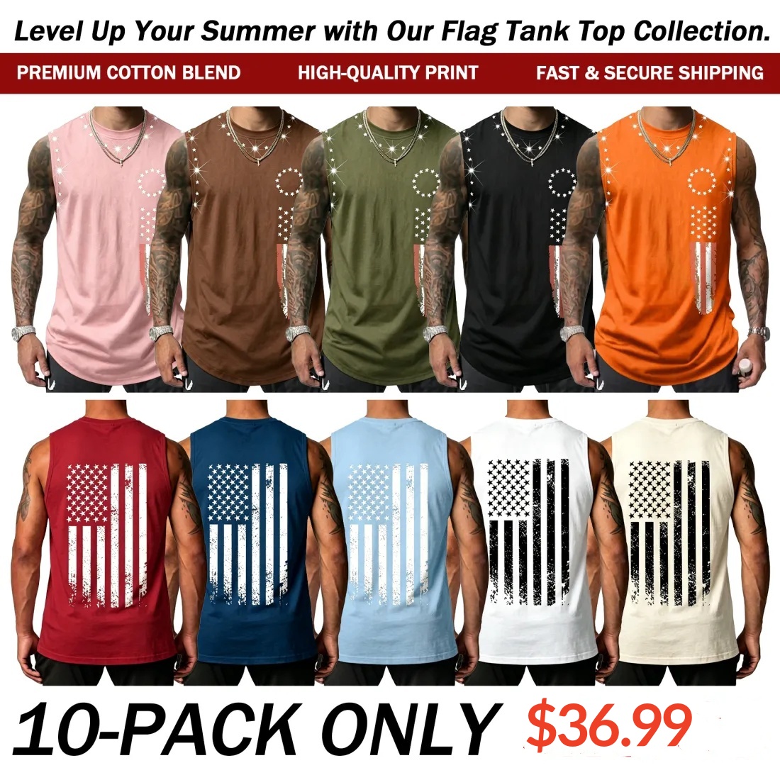 Men's American Flag Graphic Print Tank Top