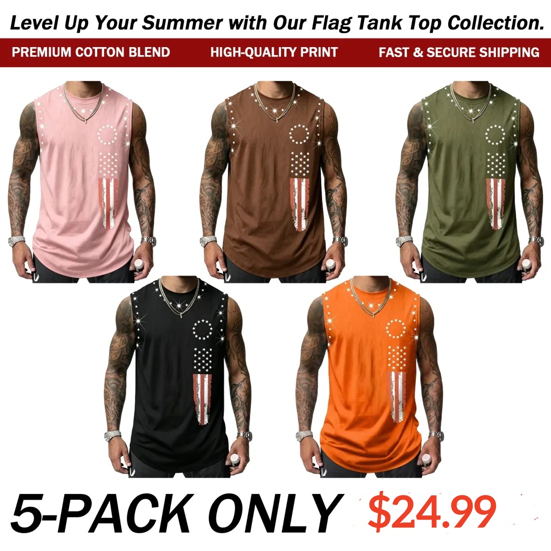 Men's American Flag Graphic Print Tank Top