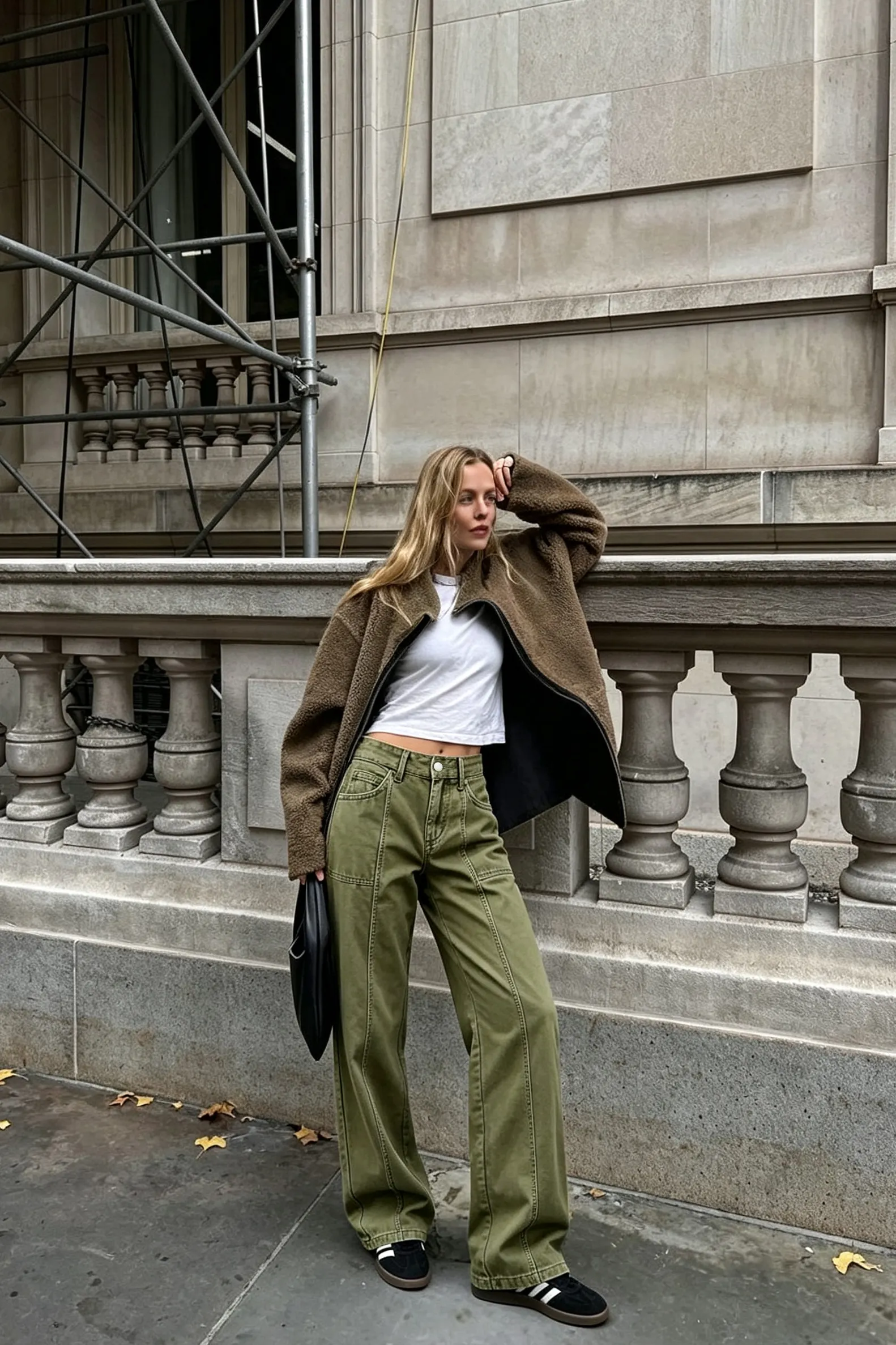 Olive Green Straight-Leg Pants