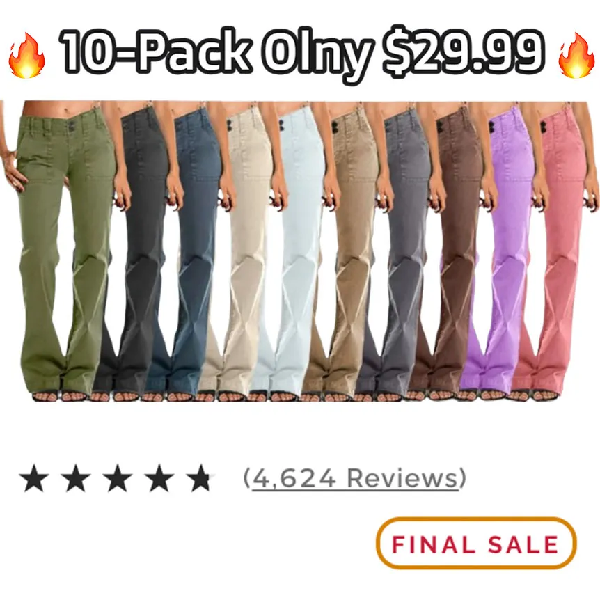 ⚡6-PACK for $24.99⚡- Double Button Mid Waist Straight Leg Pants