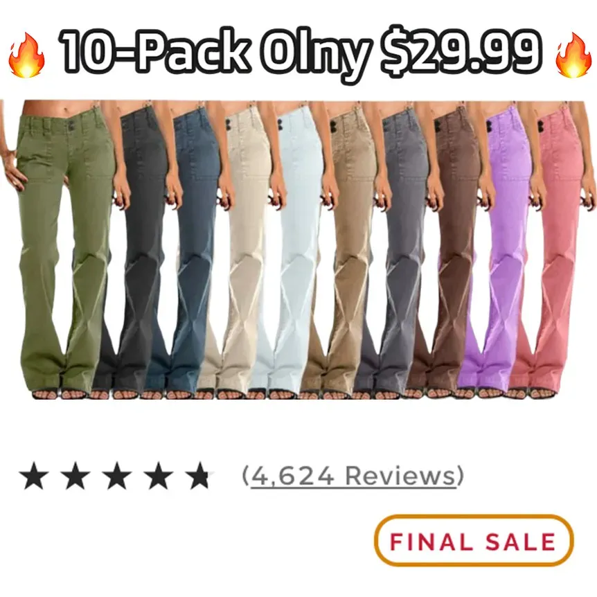 ⚡6-PACK for $24.99⚡- Double Button Mid Waist Straight Leg Pants