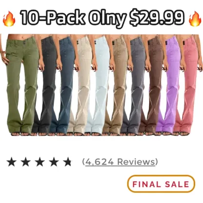 ⚡6-PACK for $24.99⚡- Double Button Mid Waist Straight Leg Pants