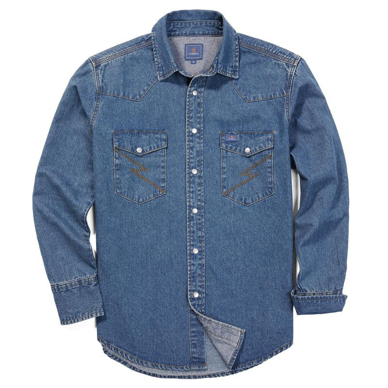 🔥Spring Fresh Sale 🎁Men's Long Sleeve Stone-Washed and Pre-Washed Denim Work Shirt