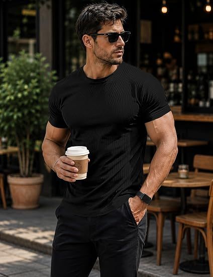 Men's Casual Solid Color Crew Neck Short Sleeve T-Shirt