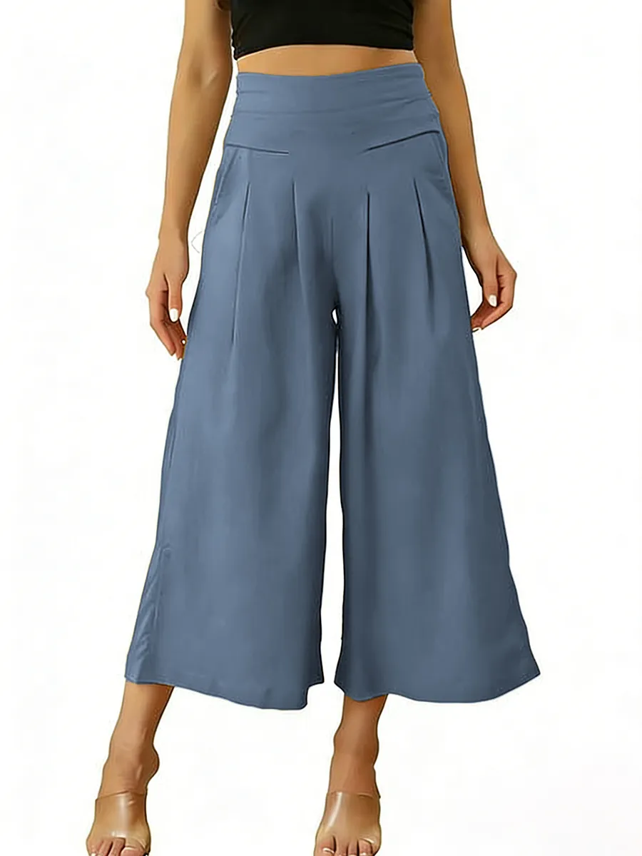 Women's Cotton Linen Culottes Pants
