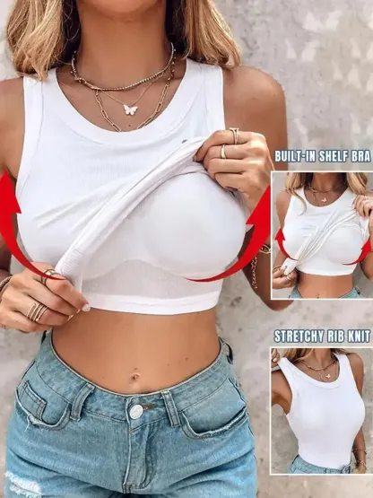 💥Women’s Basic Ribbed Padded Tank Top