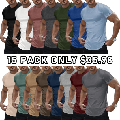 Men's Casual Solid Color Crew Neck Short Sleeve T-Shirt