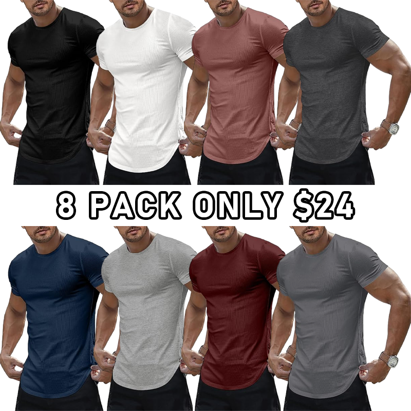Men's Casual Solid Color Crew Neck Short Sleeve T-Shirt