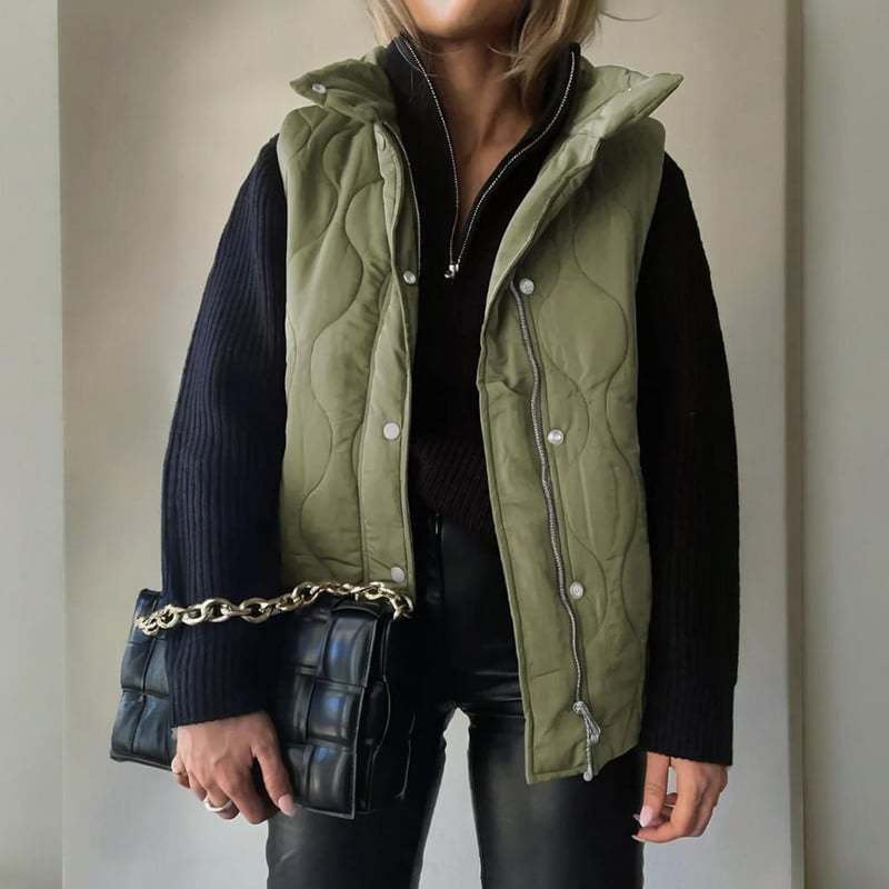 🎄 New Arrivals🔥-Fashionable Lightweight Puffer Vest for Women Oversized Stand Collar Outerwear 2025