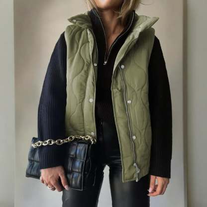 🎄 New Arrivals🔥-Fashionable Lightweight Puffer Vest for Women Oversized Stand Collar Outerwear 2025